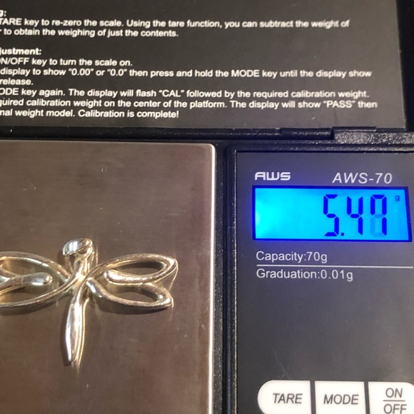 solid sterling dragonfly pendant - Picture 3 of 3